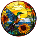 Hummingbird Stain Glass Sunflower Look Snap Charm 20mm