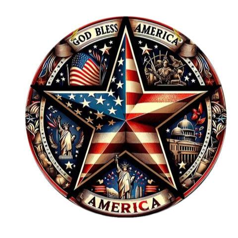 Patriotic God Bless America Star 20mm Snap Charm for Snap Jewelry