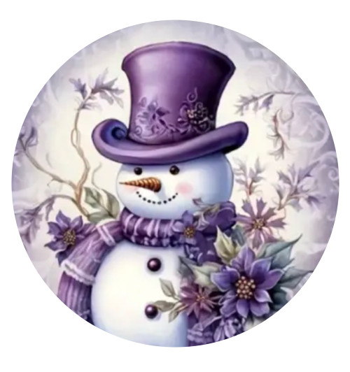 Purple Christmas Snowman 20mm Snap Charm Jewelry