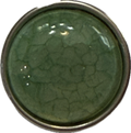 An acrylic jade green snap charm with a 18mm diameter, showcasing a solid green color with a textured, cracked appearance.