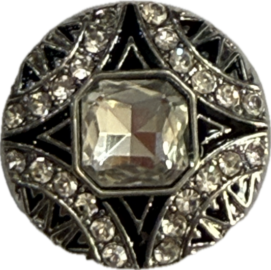 Round Metal Snap with Square Rhinestine Center Snap Charm 20mm (Assorted Colors)