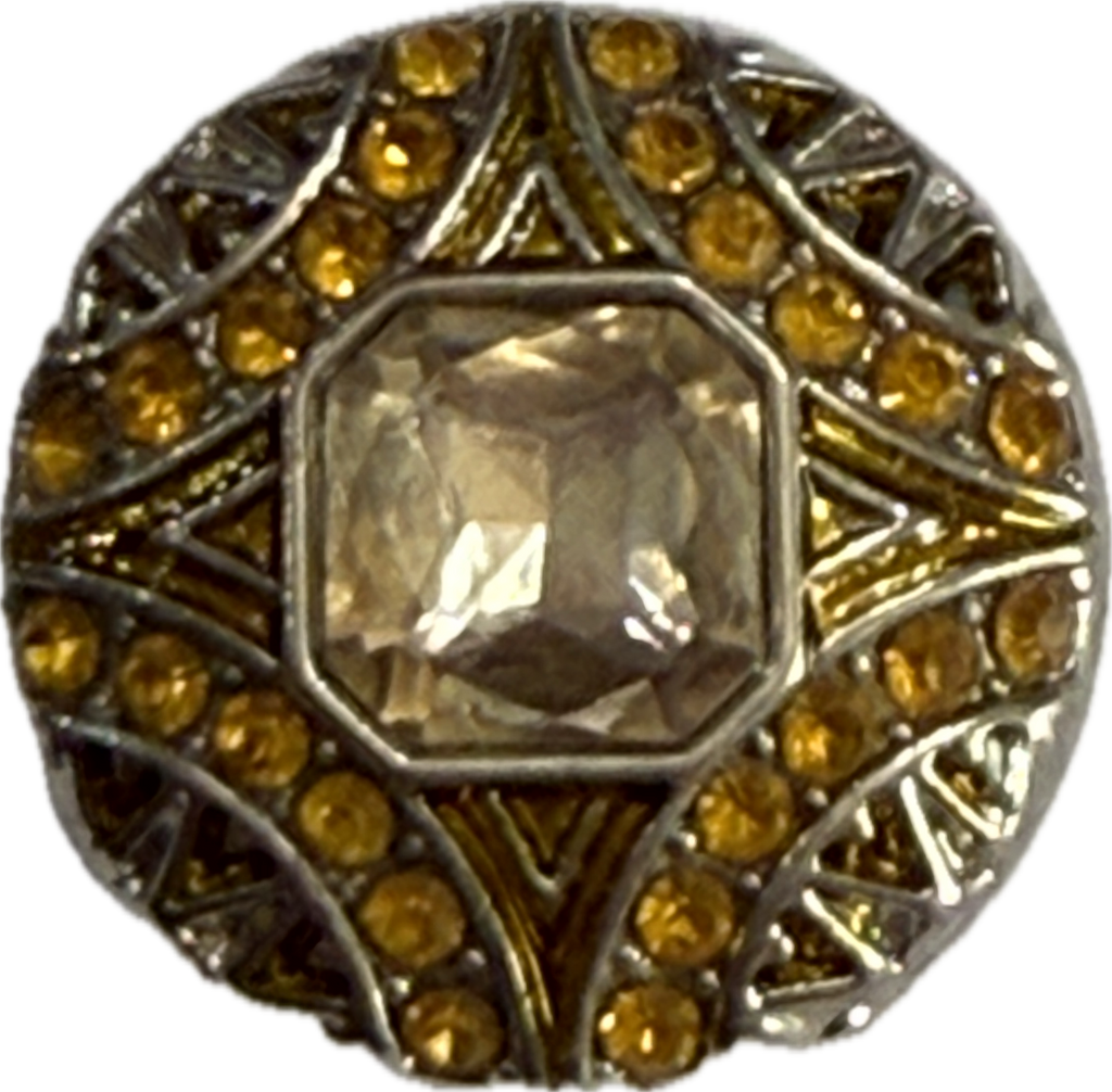 Round Metal Snap with Square Rhinestone Center Snap Charm 20mm (Assorted Colors)