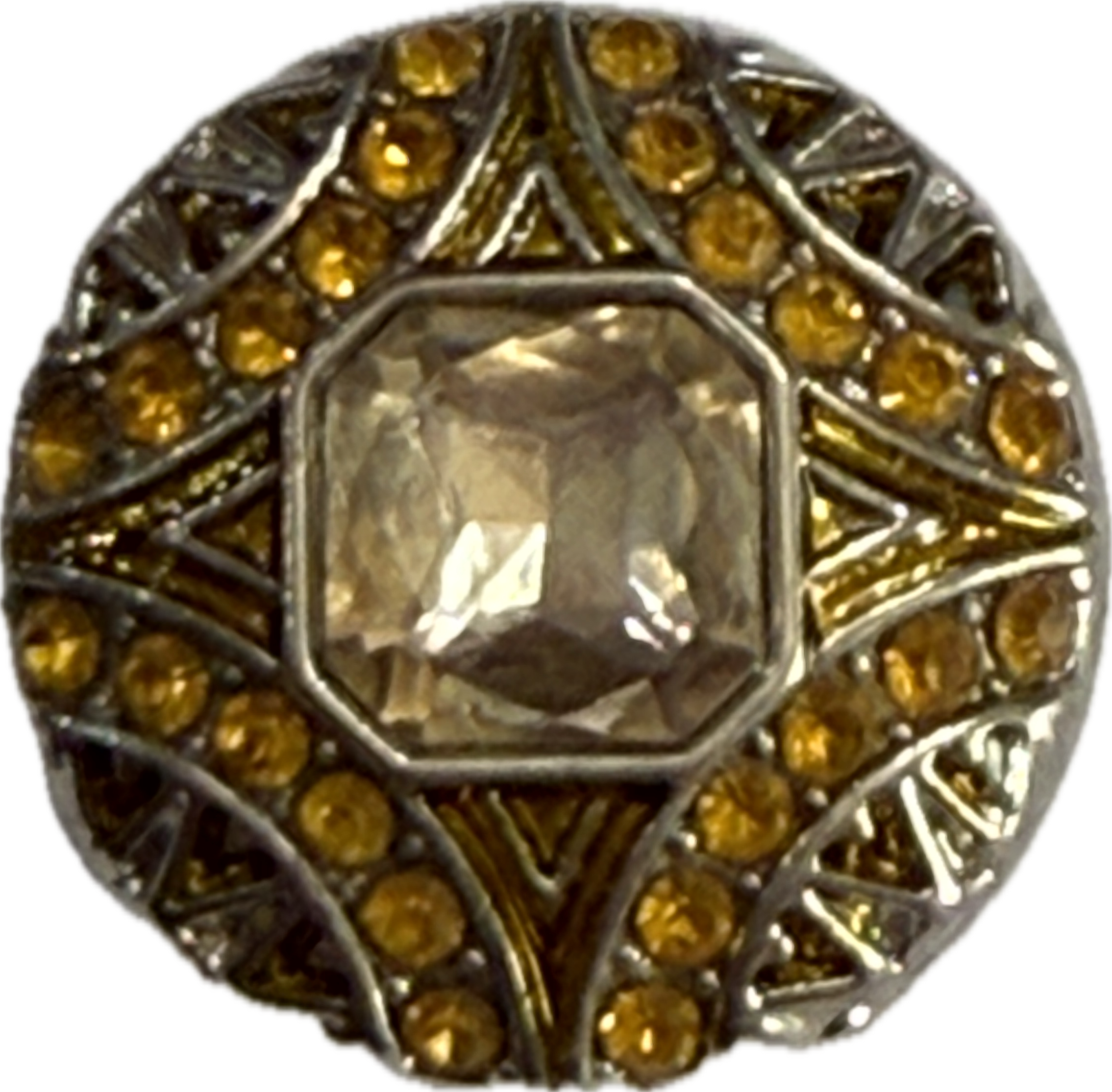 Round Metal Snap with Square Rhinestone Center Snap Charm 20mm (Assorted Colors)