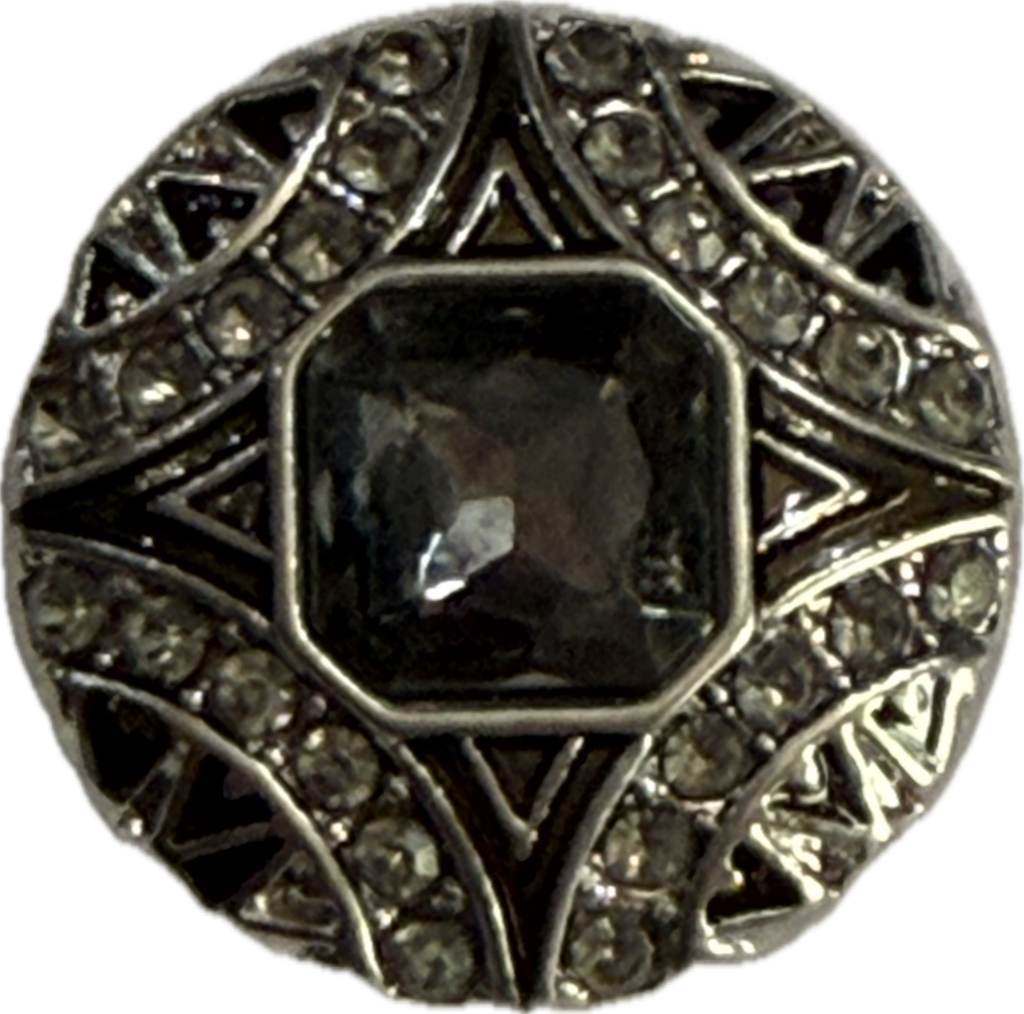 Round Metal Snap with Square Rhinestone Center Snap Charm 20mm (Assorted Colors)