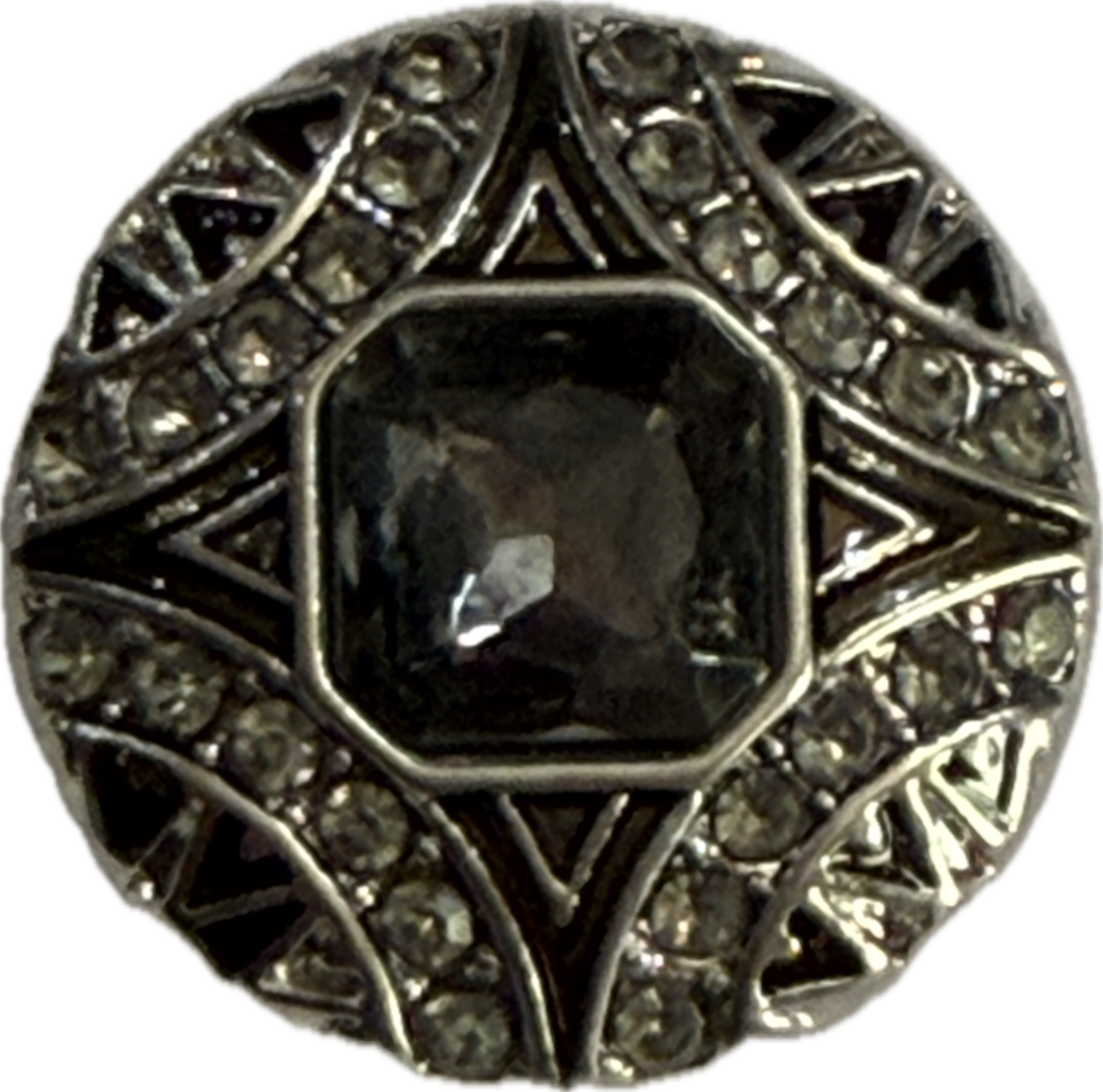 Round Metal Snap with Square Rhinestone Center Snap Charm 20mm (Assorted Colors)