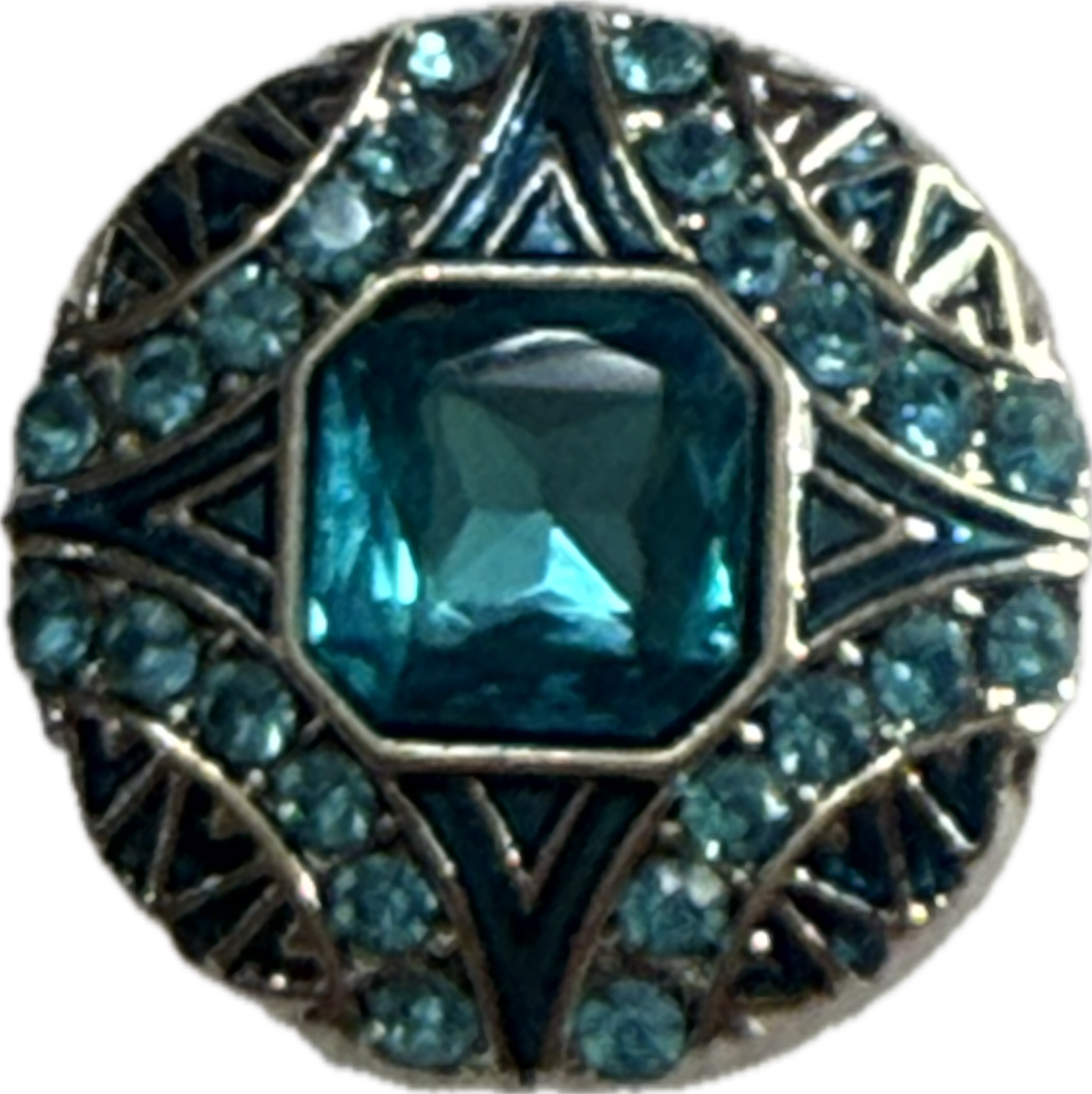 Round Metal Snap with Square Rhinestone Center Snap Charm 20mm (Assorted Colors)