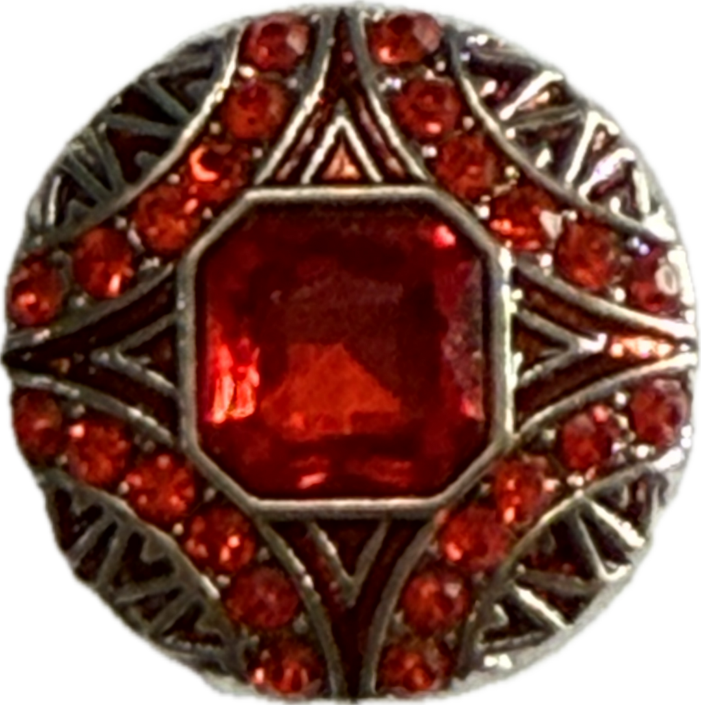 Round Metal Snap with Square Rhinestone Center Snap Charm 20mm (Assorted Colors)