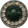 Green Marbled Stone with Clear Rhinestone 18mm for Snap Charm Jewelry