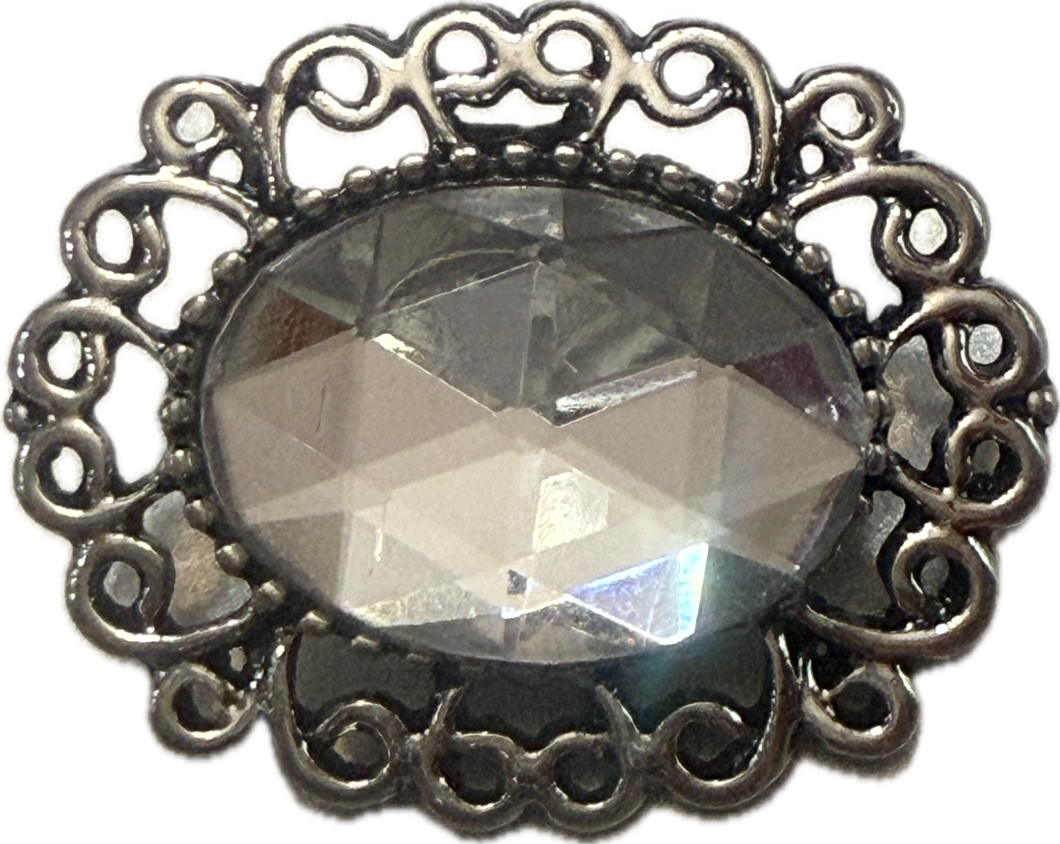 Large Rhinestone Filigree Edge Metal 20mm Snap Charm (Assorted Colors)