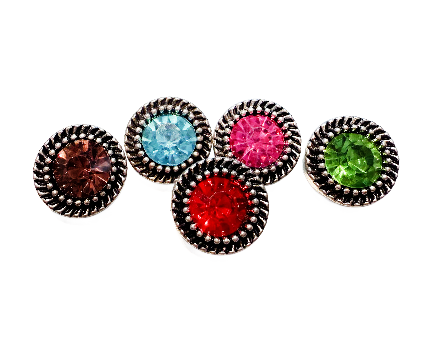 Birthstone Rhinestone Metal 12mm Snap Charm for Snap Charm Jewelry (Assorted Colors)