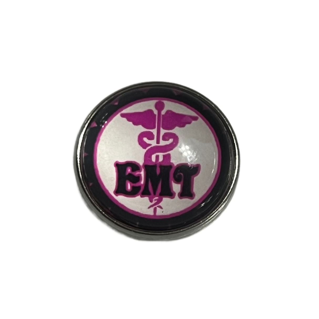 EMT Pink/Black Medical 20mm Snap Charm