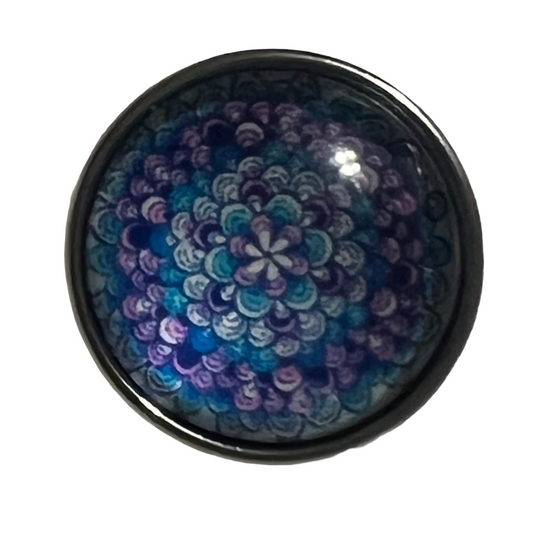 Purple/Blue Flower 20mm Snap Charm
