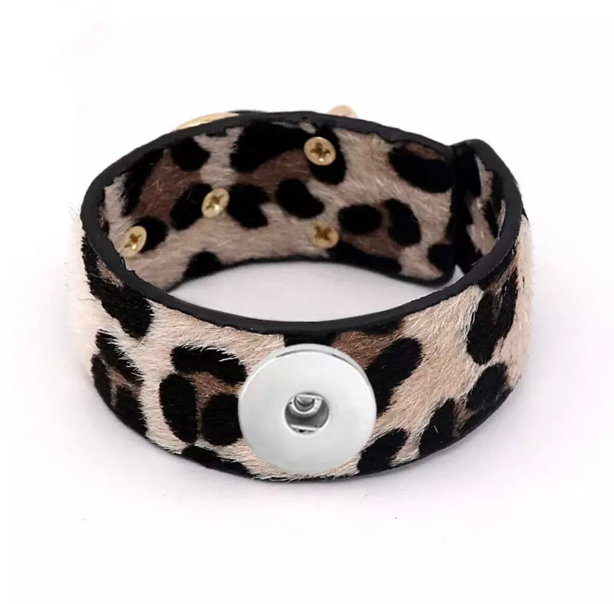 Buckle Animal Print Buckle Design Single Snap Bracelet 20mm Snap Base