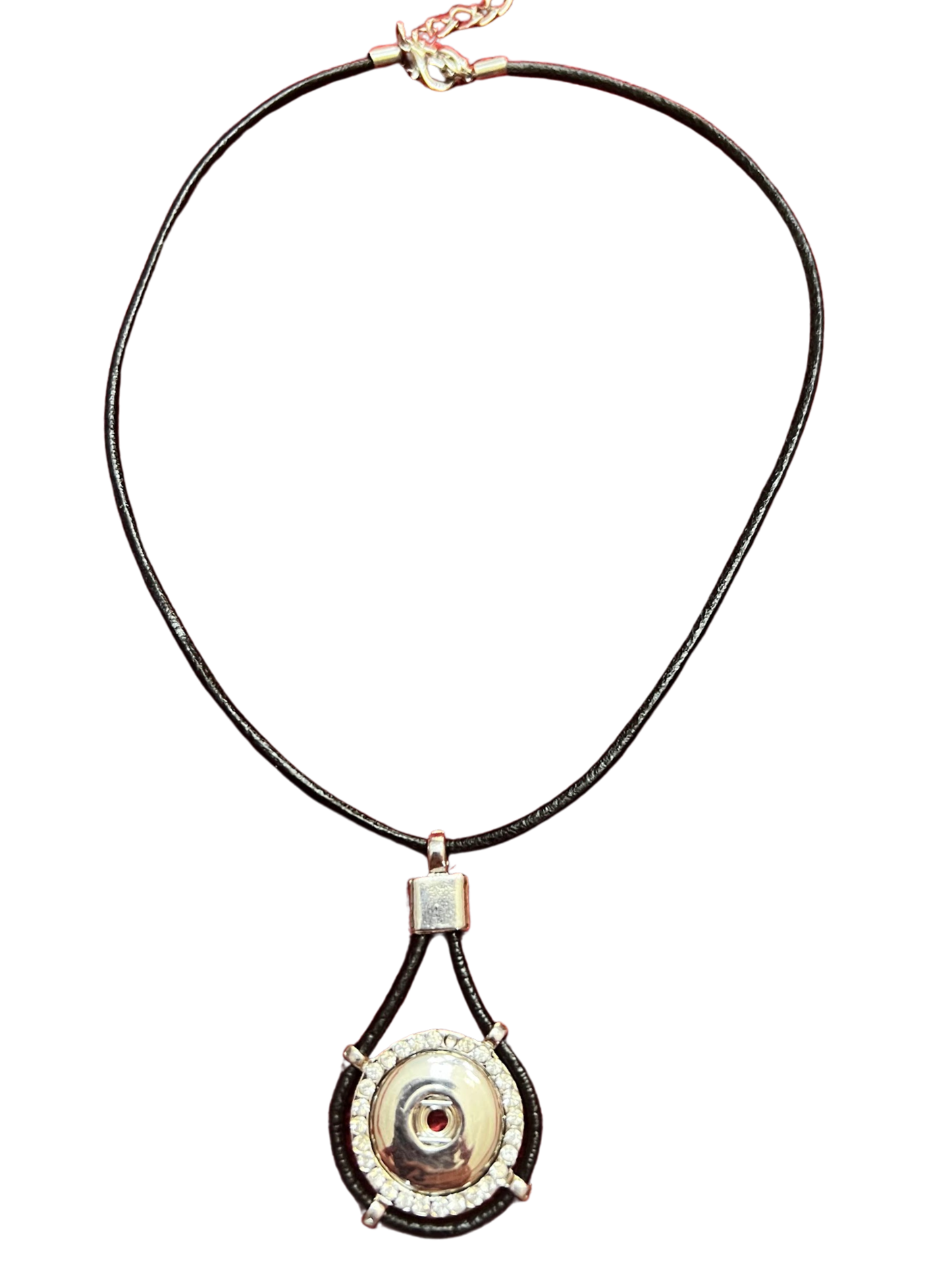 Leather/Rhinestone Single Snap 20mm Snap Necklace