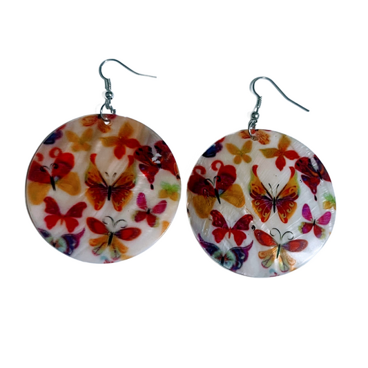 Large Seashell Butterflies Fishhook Shell Earrings