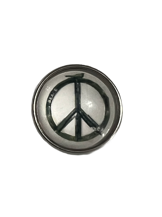 Green/White Peace Sign 20mm Snap Charm