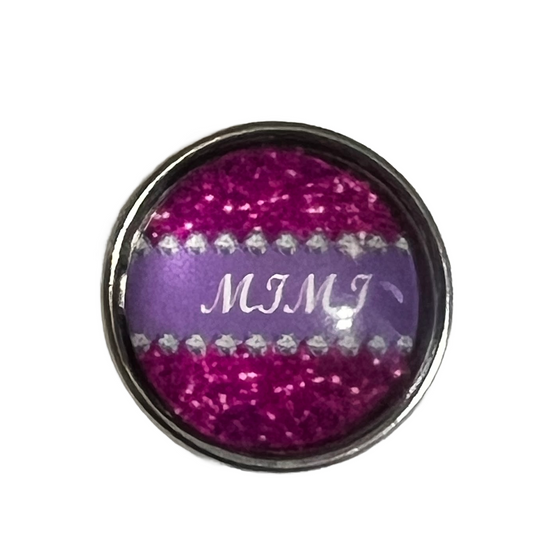 MIMI Pink Sparkle Snap Charm 20mm