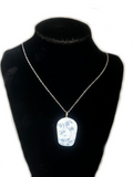 Handmade Broken China Floral White/Blue China Pendant with Chain