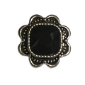 Rhinestone Black Square with Floral Edge Metal 20mm for Snap Charm Jewelry