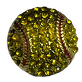 Yellow Rhinestone Softball 20mm Snap Charm for Snap Charm Jewelry
