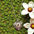 Heart Rhinestone Cut-Out Design 20mm Snap Necklace with Chain Included