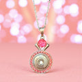 Pink Rhinestone Round 20mm Snap Charm Necklace with Chain Included