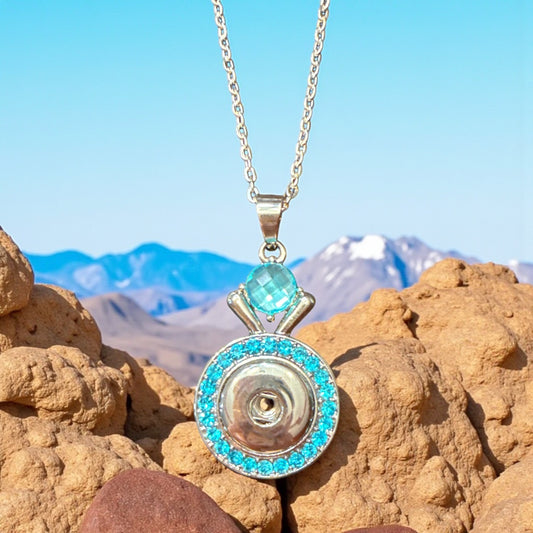 Turquoise Rhinestone 20mm Snap Charm Necklace for Simple Elegance Snap Charm Jewelry
