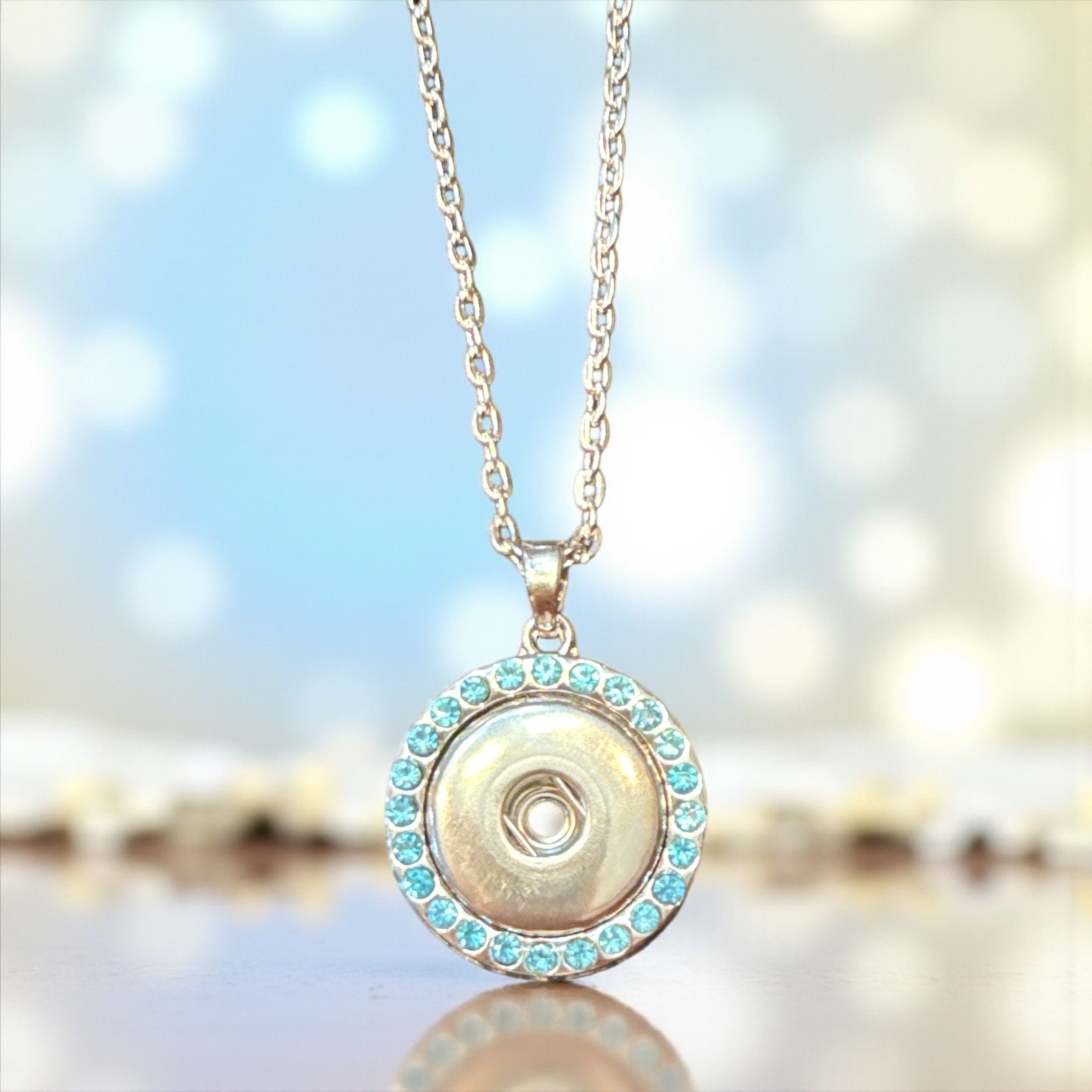 Turquoise Round Rhinestone Pendant with 20mm Snap to Insert from Simple Elegance Jewelry Snap Charms (Copy)