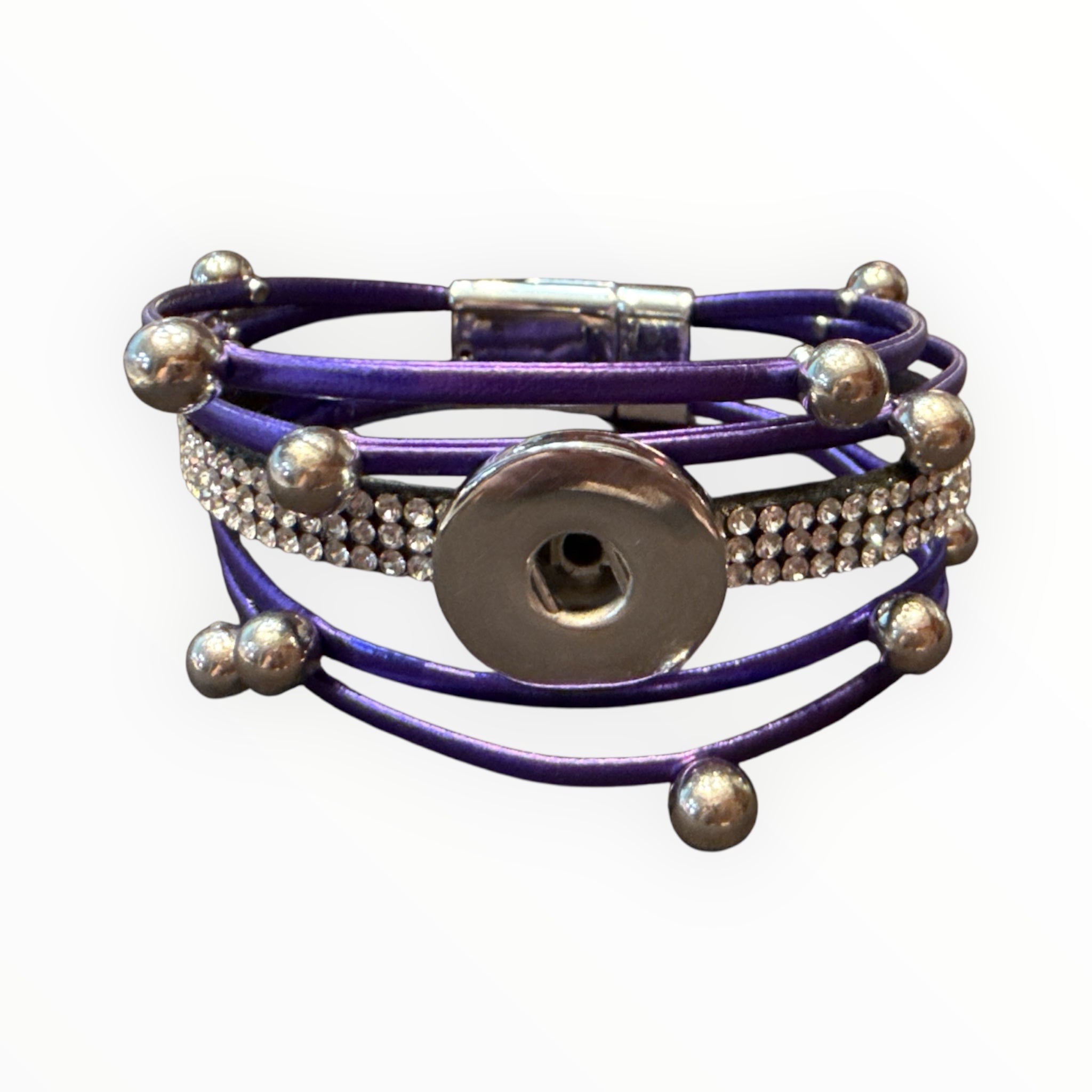 Rhinestone Blue/Purple Split Design Magnetic Closure for 20mm Snap Charm from Simple Elegance Snap Jewelry