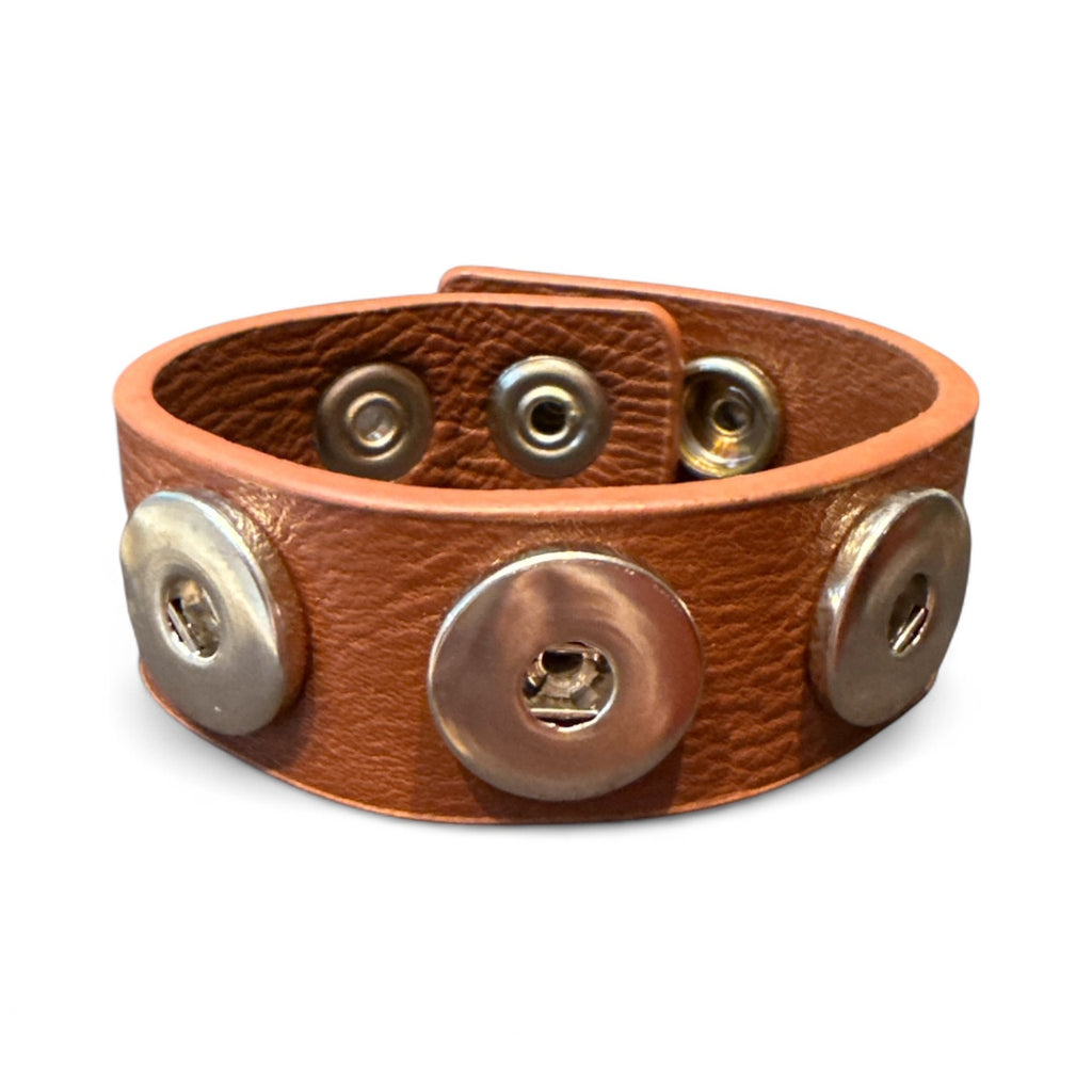 Triple Snap PU Leather 20mm Snap Charm Bracelet Fit's Size 6"-8" Wrist (Assorted Color)