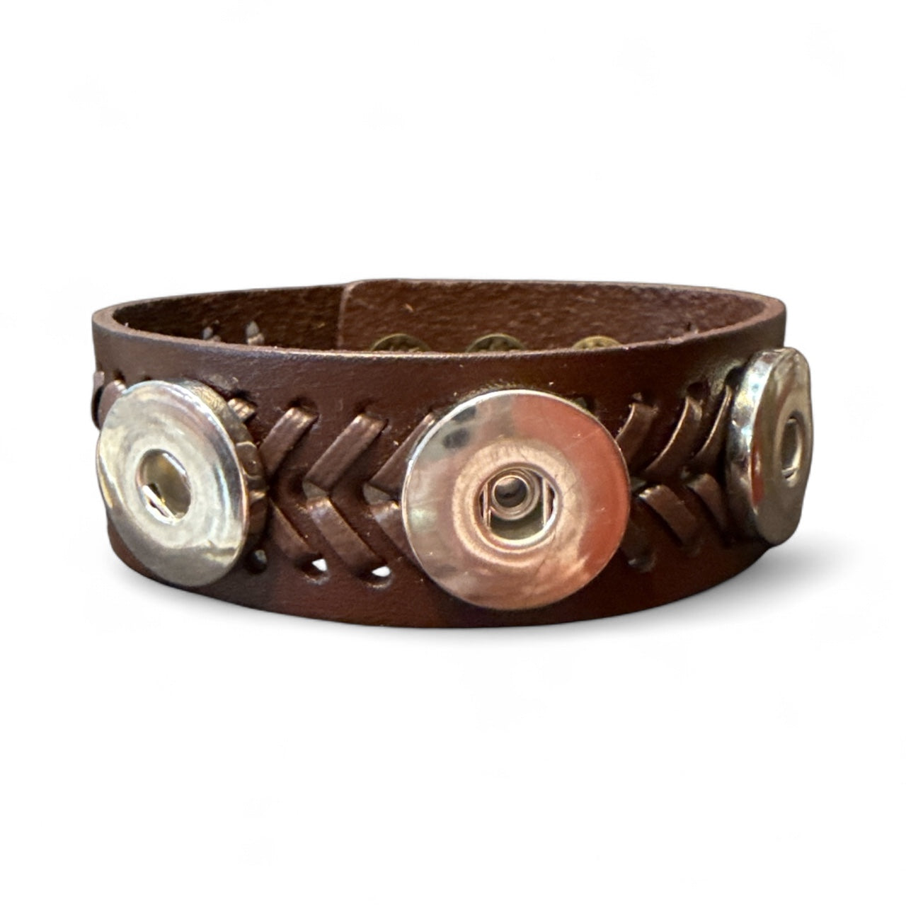 Triple Snap Woven Leather Snap Closure 20mm Snap Bracelet