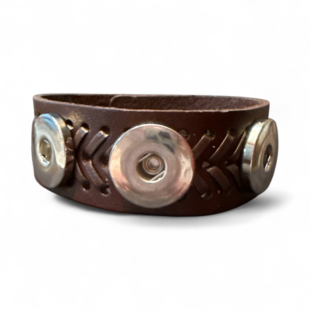 Triple Snap Woven Leather Snap Closure 20mm Snap Bracelet