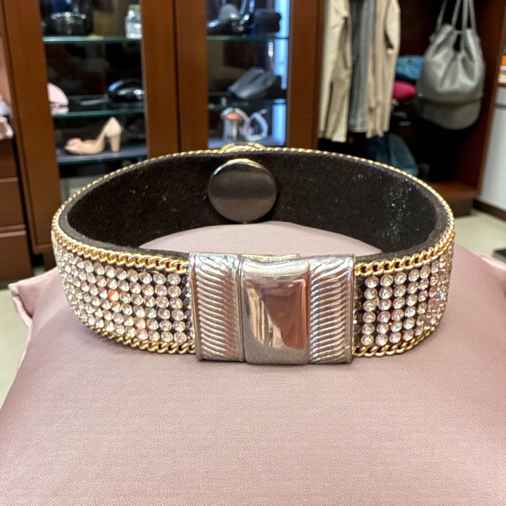 Rhinestone Clear with Silver and Gold Accents and Magnetic Closure for 20mm Snap Charm from Simple Elegance Jewelry