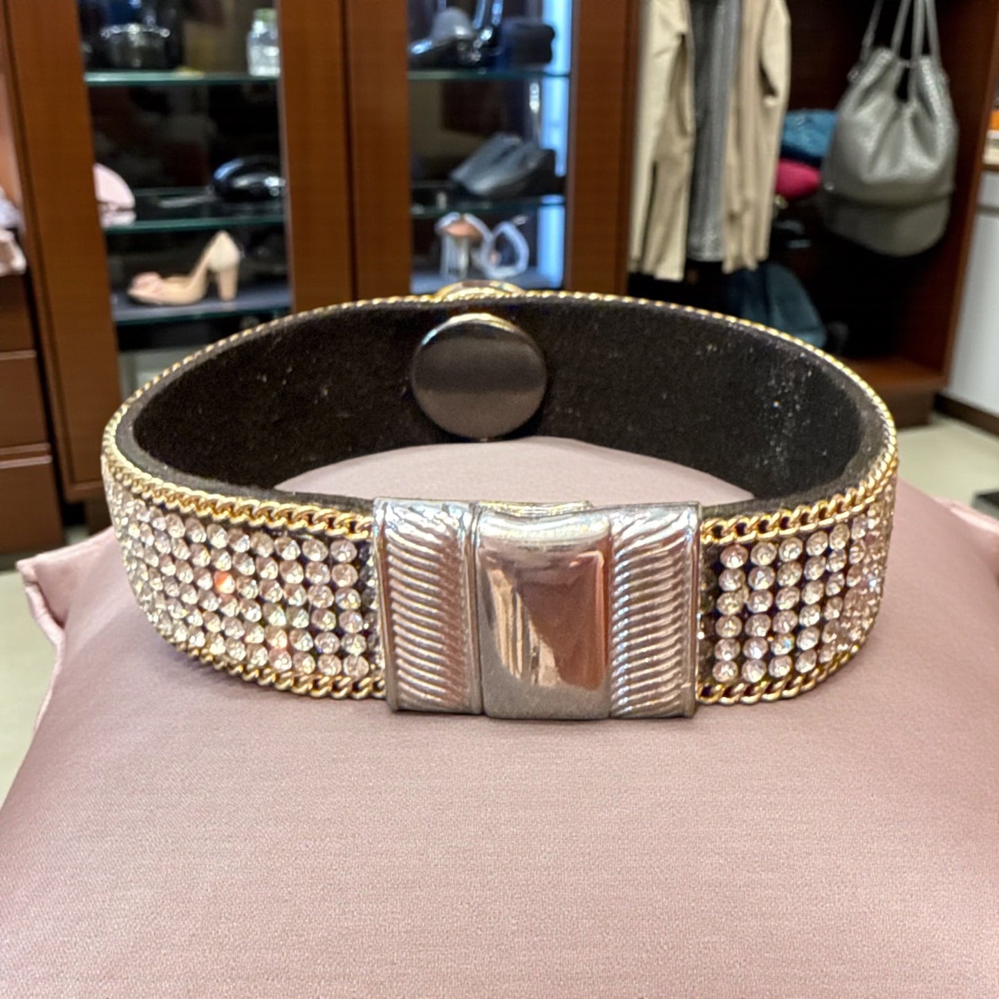 Rhinestone Clear with Silver and Gold Accents and Magnetic Closure for 20mm Snap Charm from Simple Elegance Jewelry