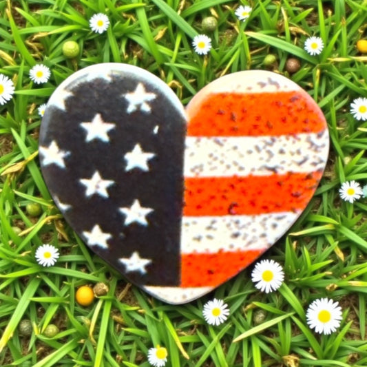 Red White Blue Acrylic Flag Heart 20mm Snap for Simple Elegance Snap Jewelry