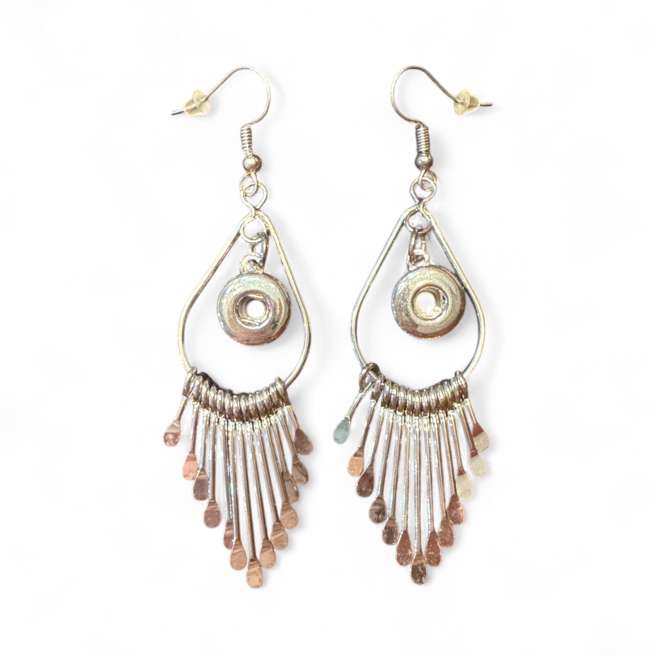 Fringe Drop Center Dangle 12mm Snap Earrings for Snap Charm Jewelry