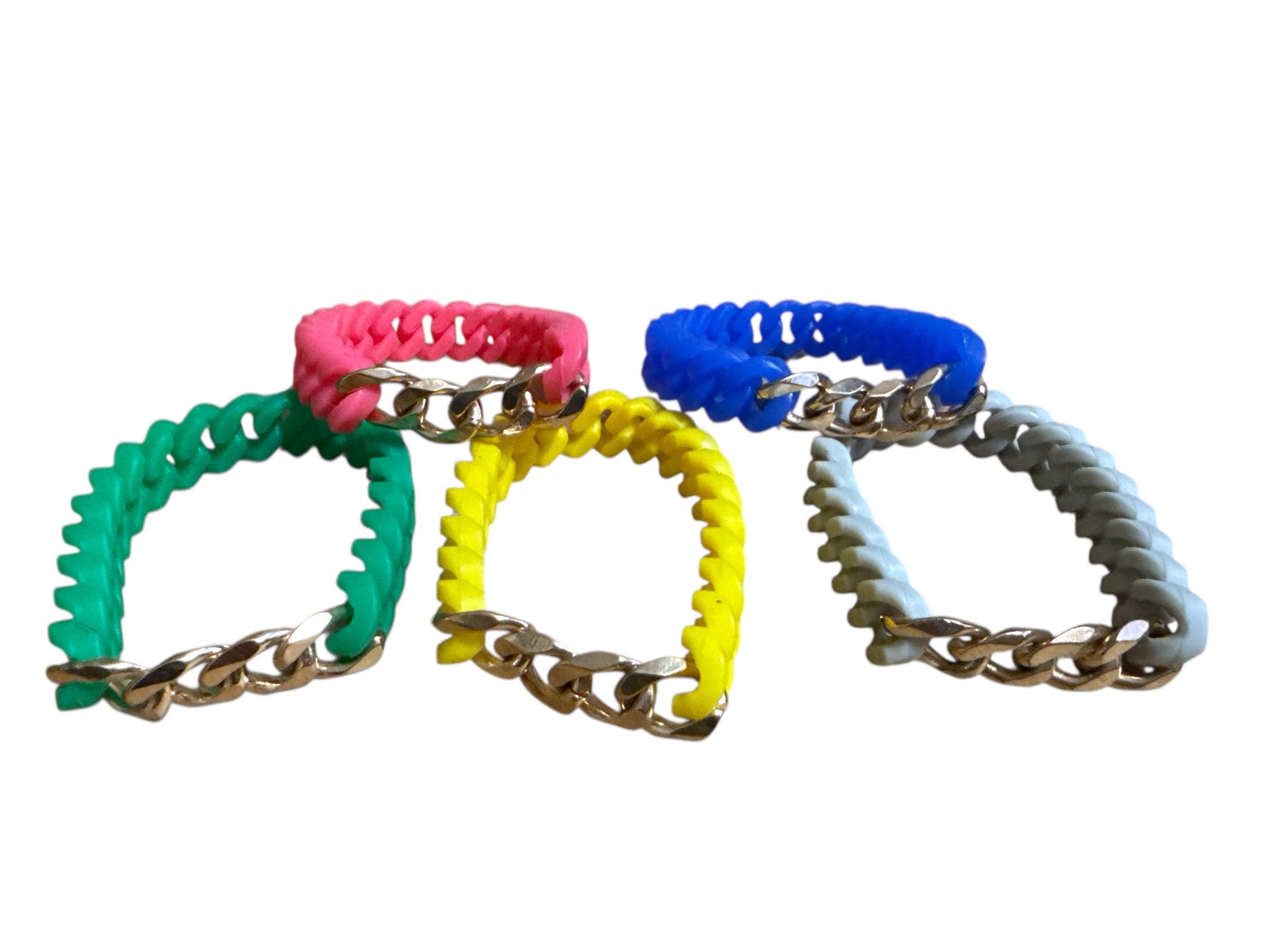 Silicone Gold Chain Bracelet Adjustable Sizing (Assorted Colors)