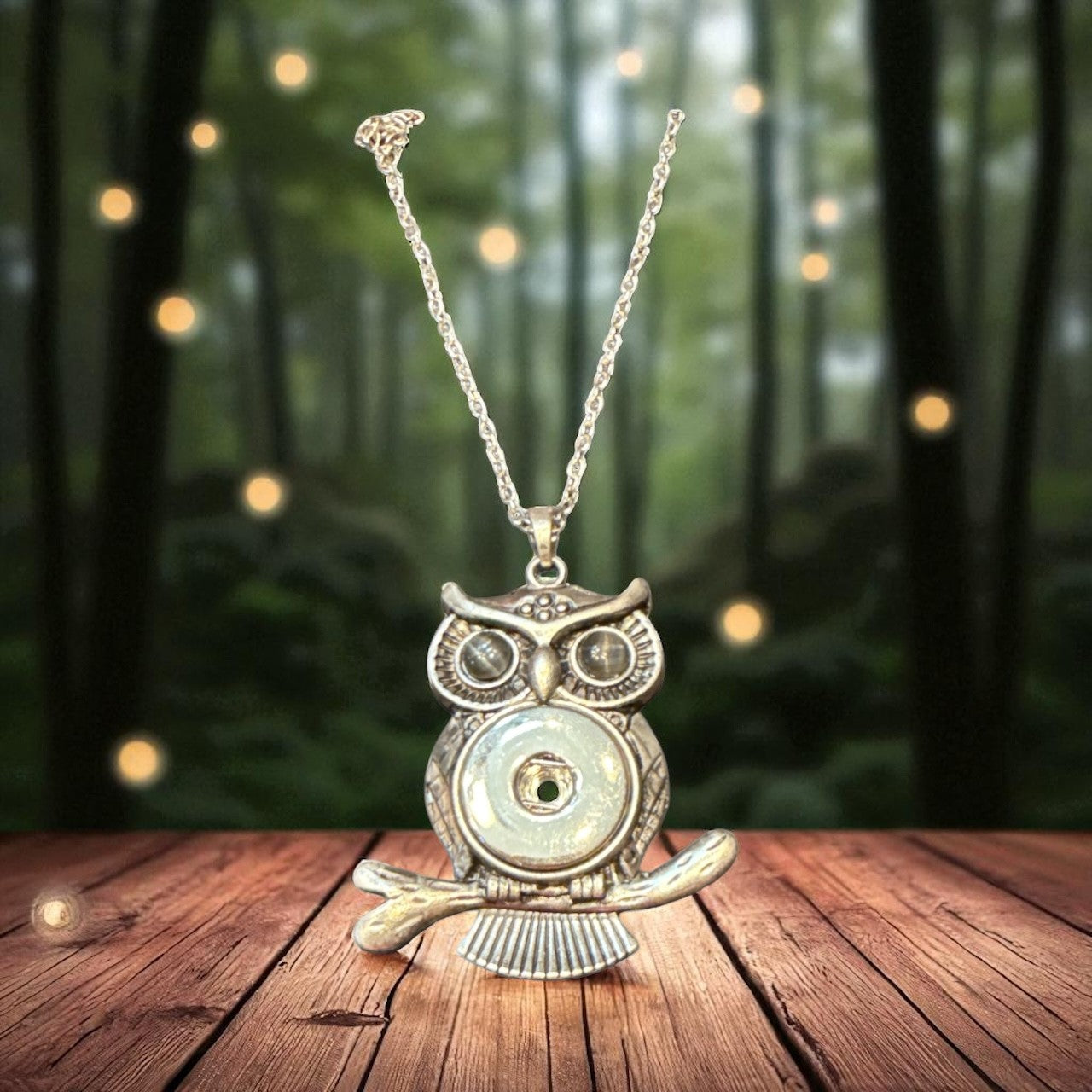 Rhinestone Eye Owl 20mm Snap Necklace with Chain for Snap Jewelry (Assorted Colors)