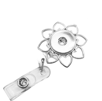Open Heart Clip On Badge Holder for 20mm Snap Charms