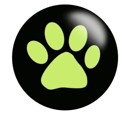 Lime Green and Black Dog Paw Print 20mm Snap Base