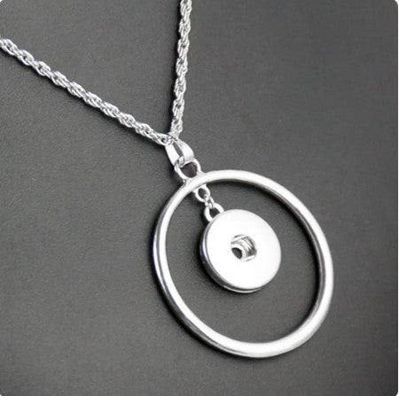 Round Dangle 20mm Snap Necklace With Chain