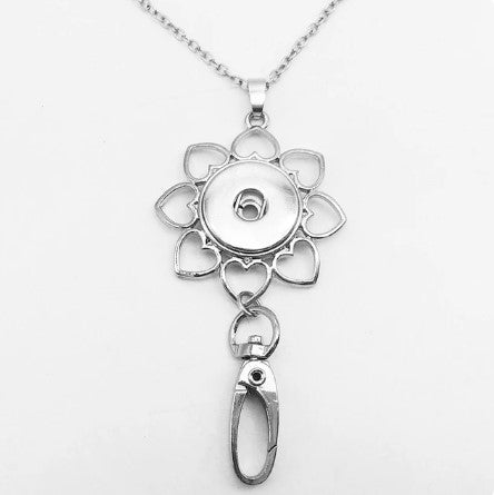 Mandala Open Cut Badge Holder Clip 20mm Snap Necklace for Snap Jewelry