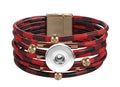 Magnetic Buffalo Print Multi-Strap 20mm Snap Bracelet