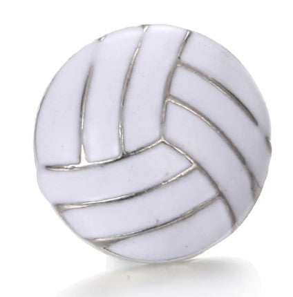 Metal Enamel White Volleyball 20mm Snap Charm