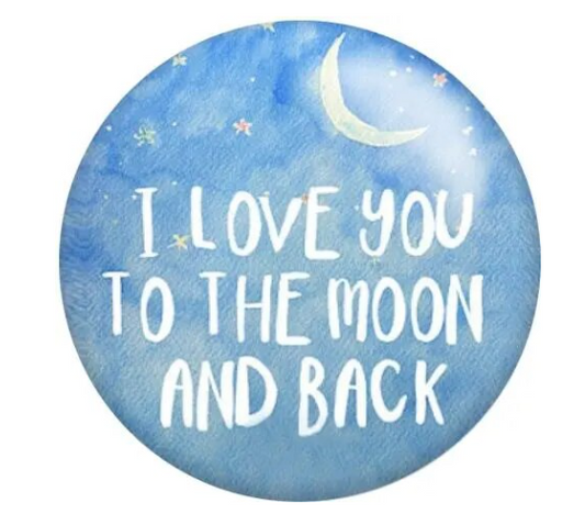 I love You To The Moon Blue Snap Charm 20mm