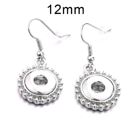 Bead Edge Single Snap Fish Hook 12mm MINI Snap Earrings
