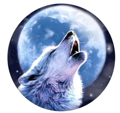 Howling Wolf Moon Blue Snap Charm 20mmm