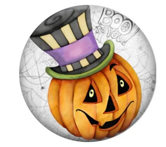 Halloween Jack o Lantern with Top Hat 20mm Snap Charm