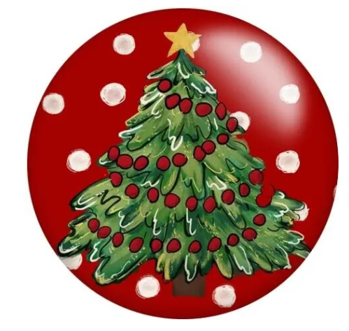 Christmas Red Poke-a-Dot Green Christmas Tree Snap Charm 20mm