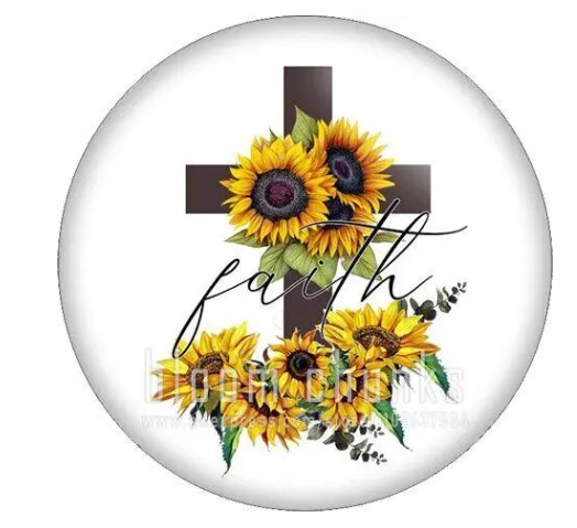 Faith Cross with Sunflower Design 20mm Snap Charm